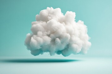 Naklejka premium A 2D illustration of a fluffy white cloud with clean, simple lines on a pure white background, creating a whimsical and lighthearted feel