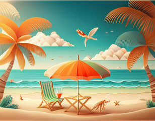 南国の浜辺風景イラスト 014