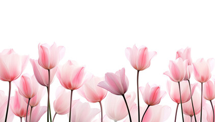 Obraz premium Soft Pink Tulips Blossom in Spring Floral Border