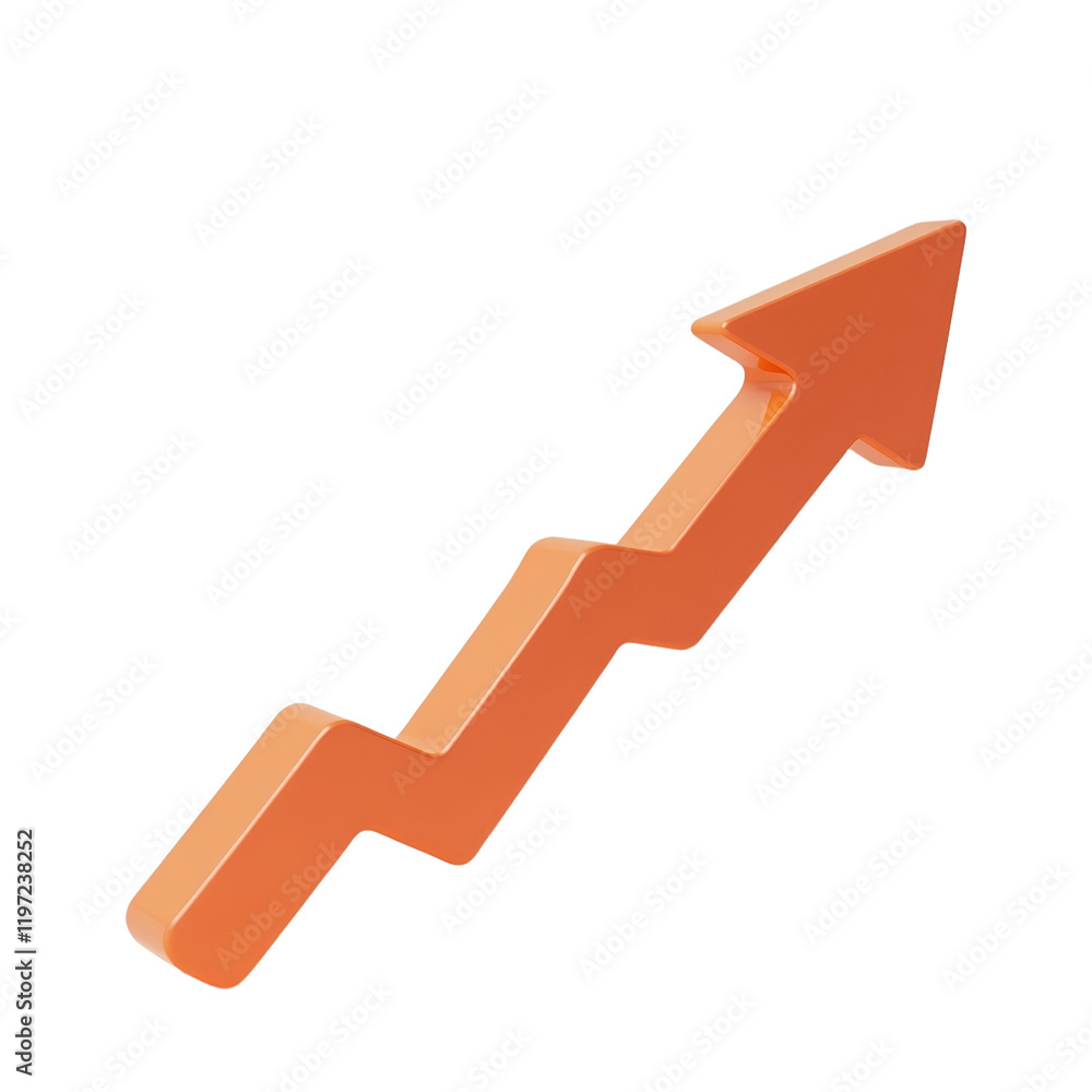 Poster 3d arrow pointing upward representing progress and growth