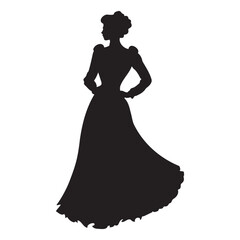 Victorian princess silhouette vector illustration
