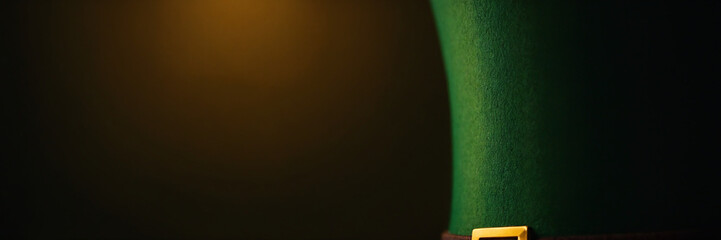Green Leprechaun hat with dark background with copy space