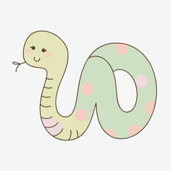 Fototapeta premium Adorable Cartoon Snake Illustration - Cute Vector Design
