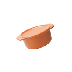 salmon-colored plastic container with a lid and handles