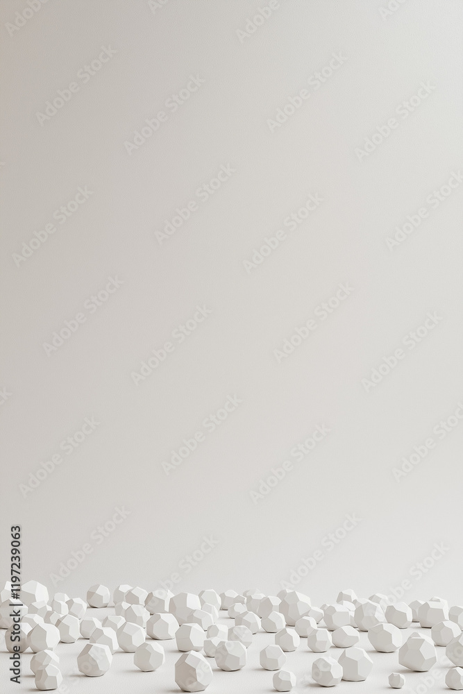 Poster minimalistic white background with subtle white hexagons in bottom right corner for clean and simple