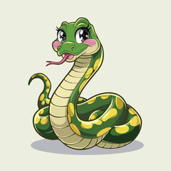 Fototapeta premium Adorable Cartoon Snake Illustration - Cute Vector Design