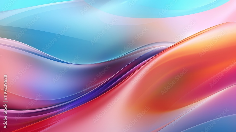 Poster abstract colorful waves with floating bubbles in digital design for modern artistic backgrounds and 