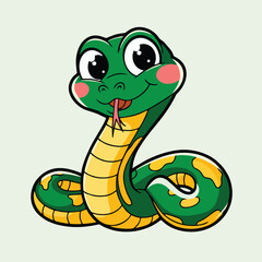 Adorable Cartoon Snake Illustration - Cute Vector Design