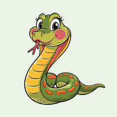 Fototapeta premium Adorable Cartoon Snake Illustration - Cute Vector Design