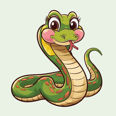 Fototapeta premium Adorable Cartoon Snake Illustration - Cute Vector Design