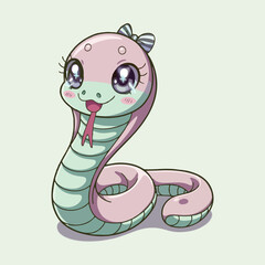 Fototapeta premium Adorable Cartoon Snake Illustration - Cute Vector Design