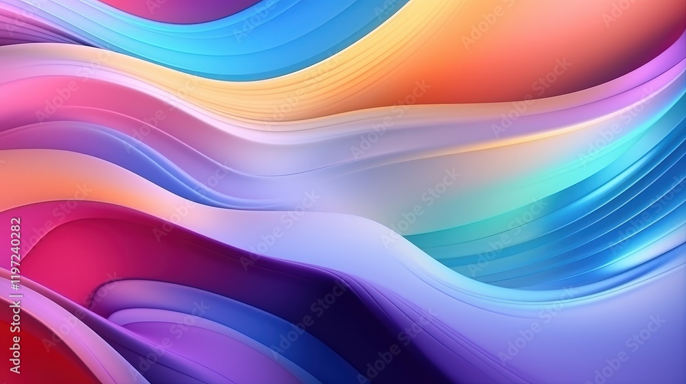 Poster Abstract Colorful Waves with Floating Bubbles in a Digital Artwork Displaying Fluid Motion and Vibrant Hues in a Modern Style