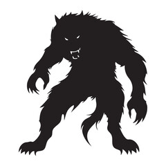 Scary Werewolf standing pose silhouette vector illustration