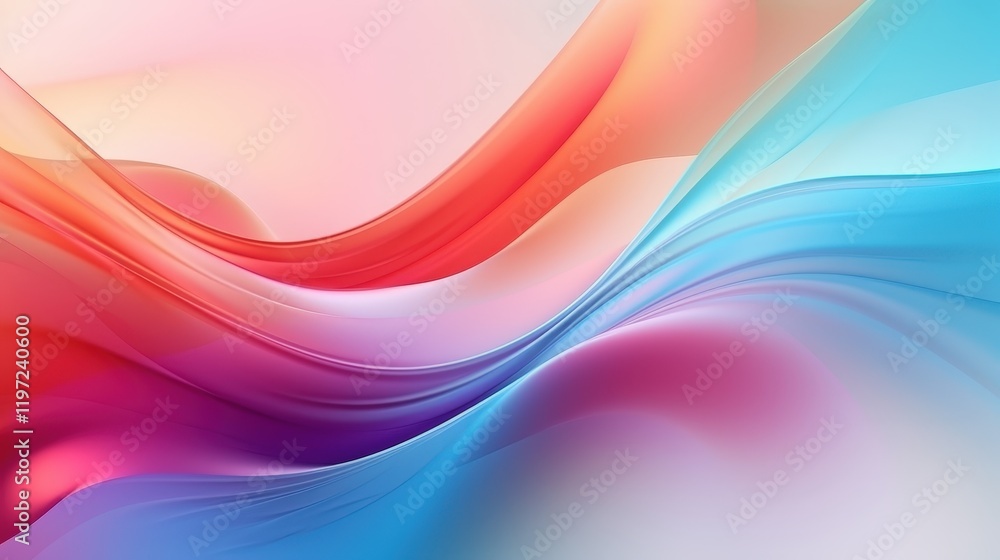 Poster colorful abstract waves with floating bubbles and soft digital background in vibrant tones for moder