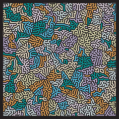 ABSTRACT COLORFUL LINES TURING PATTERN ROUGH DESIGN REACTION DIFFUSION DARK BACKGROUND VECTOR GOOD FOR WALLPAPER, COVER,POSTER 