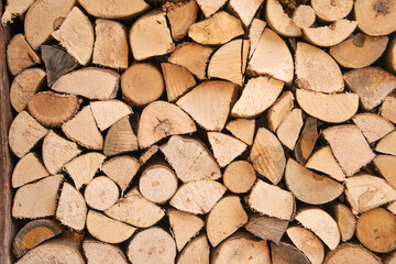 Firewood stack in landscape format. 