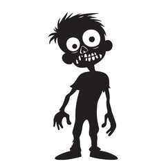 Scary zombie cartoon silhouette vector illustration