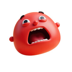 surprised red cartoon character in 3d rendering