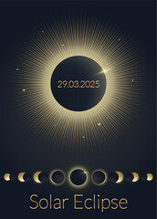 Solar eclipse banner, minimalistic tarot style