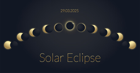 Solar eclipse banner, minimalistic tarot style