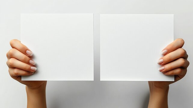 Hands Holding Blank White Signs for Custom Messages