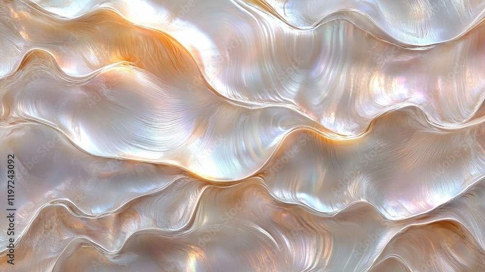 Poster high resolution abstract texture of nacre and mother of pearl with smooth waves and soft iridescent 