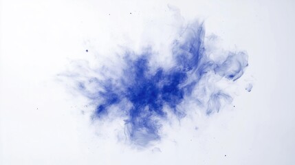 Obraz premium Vibrant blurry blue watercolor stain, artistically isolated against a clean white background perfect for artistic projects, backgrounds, or design elements.