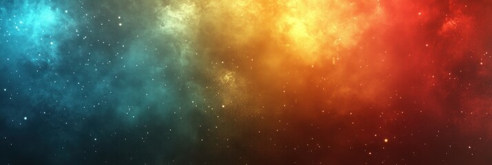 Naklejka premium Abstract cosmic nebula with blue, orange, and red hues.