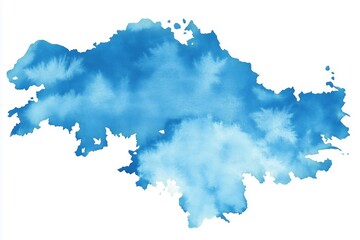 Vibrant blue watercolor stain, artistically isolated against a clean white background perfect for artistic projects, backgrounds, or design elements.