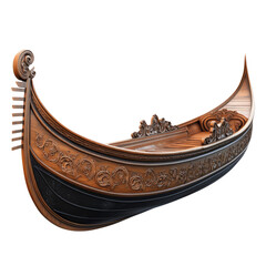 Classic Carved Gondola 3D Model Isolated on Transparent Background