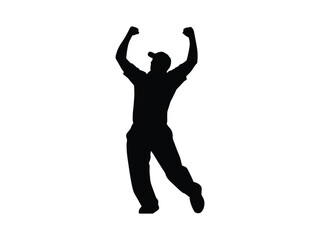 Bowler Celebrating Wicket Silhouette Set for Sports Graphics