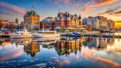 Victoria's harbor freezes, a breathtaking winter scene reflecting the city's icy embrace.