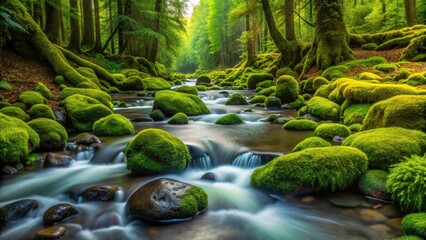 Washington's Hoh Rainforest: vibrant moss, emerald streams, pristine Pacific Northwest nature.
