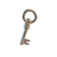 3d render of an ornate silver key