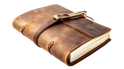 Elegant Leather Diary on transparent background PNG.