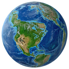 Fototapeta premium A Detailed Globe Showing Continents and Oceans Isolated