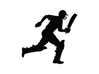 Cricket Player Running Silhouette | Sports Vector Art