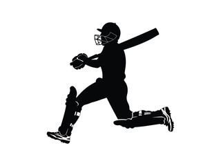 Cricket Player Running Silhouette | Sports Vector Art
