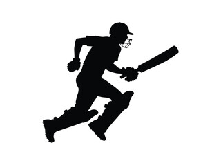 Cricket Player Running Silhouette | Sports Vector Art