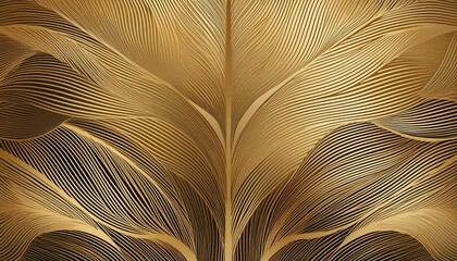 linear golden leaves art deco pattern gold line elegant wavy texture japanese style botanical illustration floral plant luxury texture elegant wallpaper