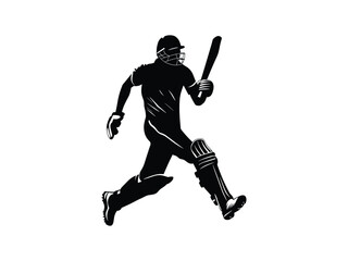 Cricket Player Running Silhouette | Sports Vector Art