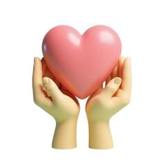 Obraz premium two hands holding a pink heart symbol representing love and care.
