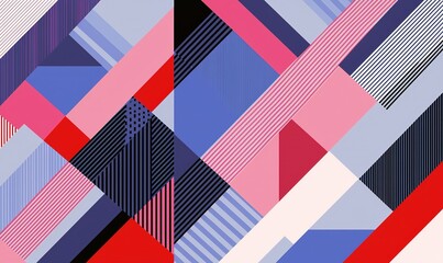 Abstract geometric background with colorful overlapping shapes and lines, ideal for modern designs