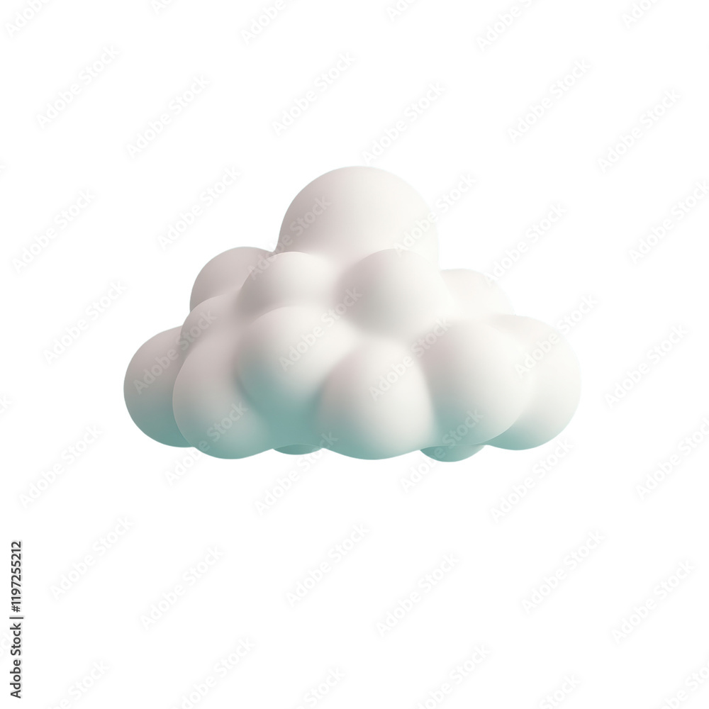 Poster 3d rendering of a fluffy white cloud set against a soft teal background