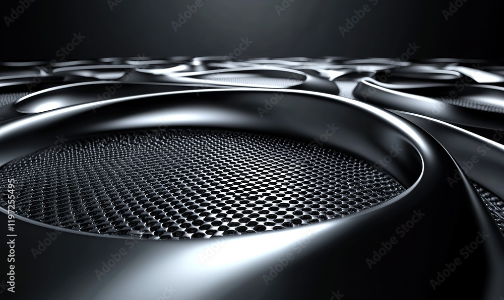 Poster abstract metallic mesh and curves background, suitable for technology or design projects