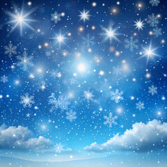 Magical Winter Night Sky Snowflake Background Design Illustration art icy blue cold calm white stars
