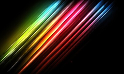 Colorful diagonal light streaks on dark background, ideal for digital art or abstract design