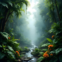 Naklejka premium Jungle border copy space area
