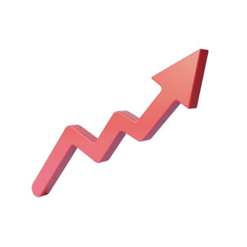 3d coral arrow pointing upward symbolizing progress and growth