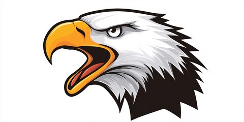 Fototapeta premium Majestic Bald Eagle Head Profile Powerful Bird of Prey Screaming Vector Illustration